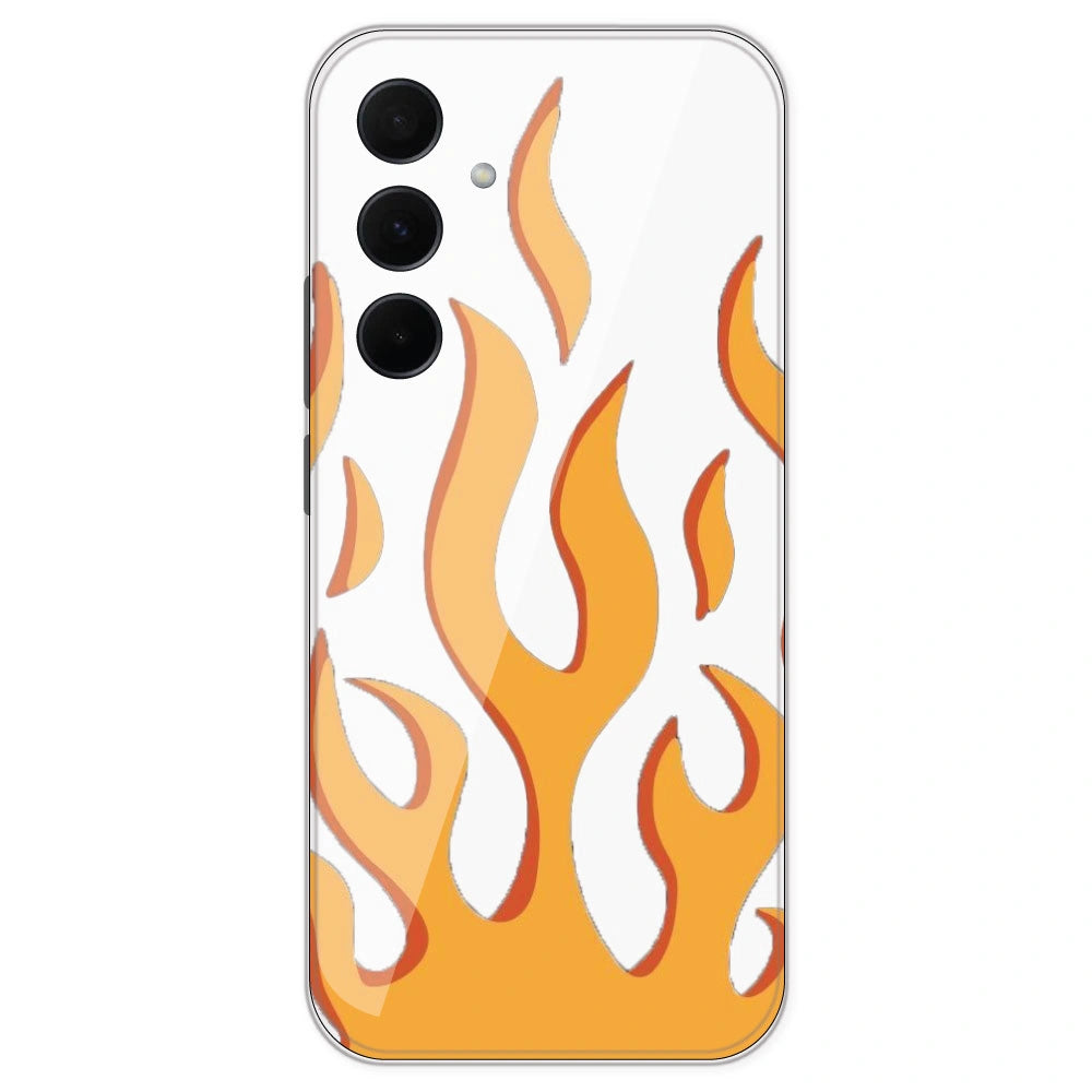 Orange Flames - Clear Printed Silicone Case For Samsung Galaxy A35