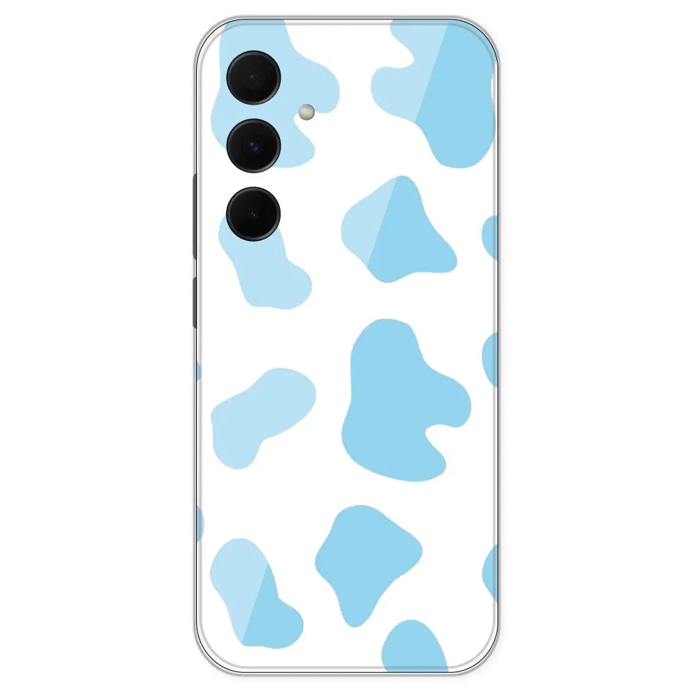 Blue Cow Print - Clear Printed Silicone Case For Samsung Galaxy A35