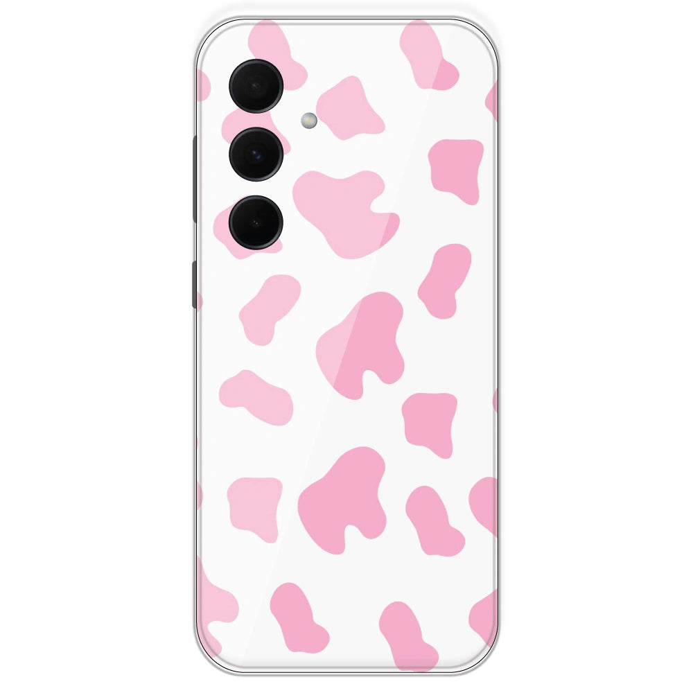 Pink Cow Print - Clear Printed Silicone Case For Samsung Galaxy A35