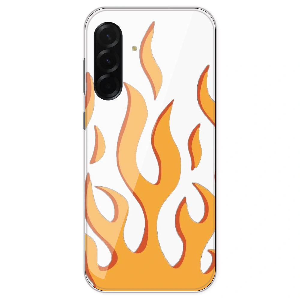 Orange Flames - Clear Printed Silicone Case For Samsung Galaxy A36