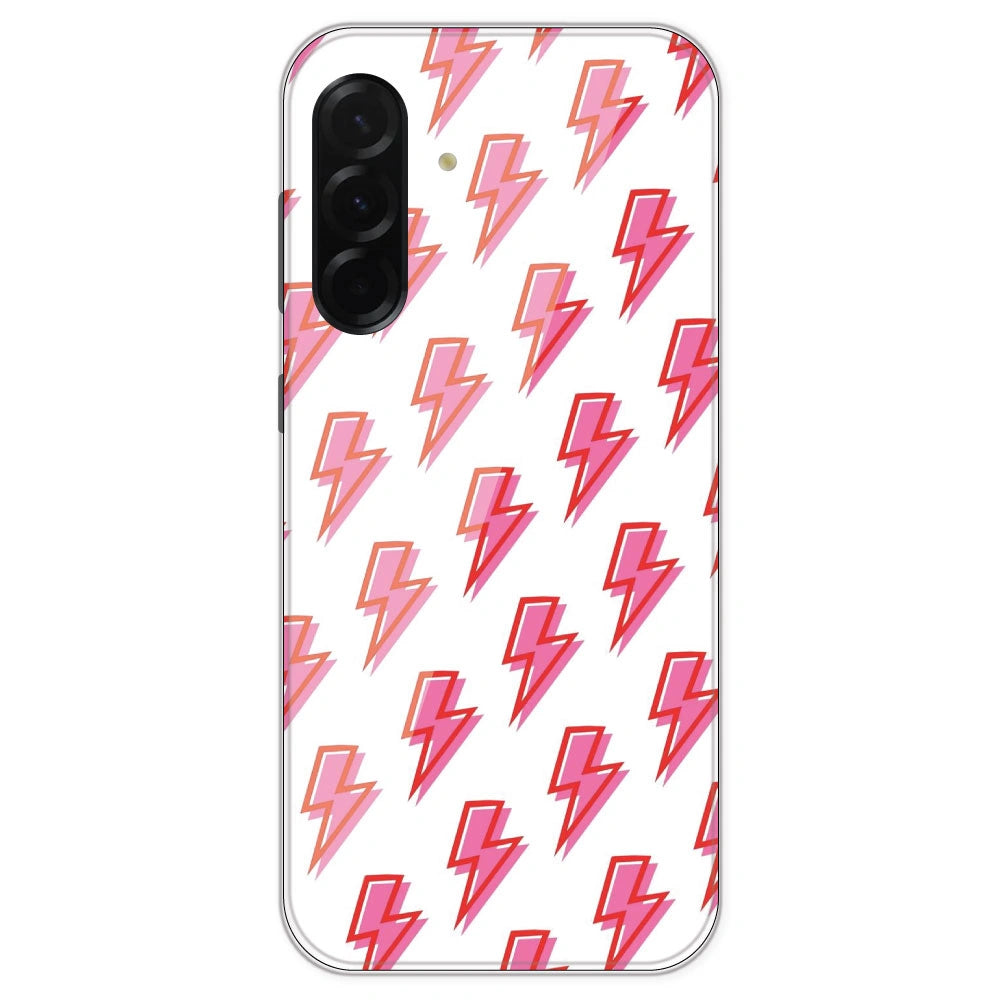 Pink Lightning Bolts - Clear Printed Silicone Case For Samsung Galaxy A36
