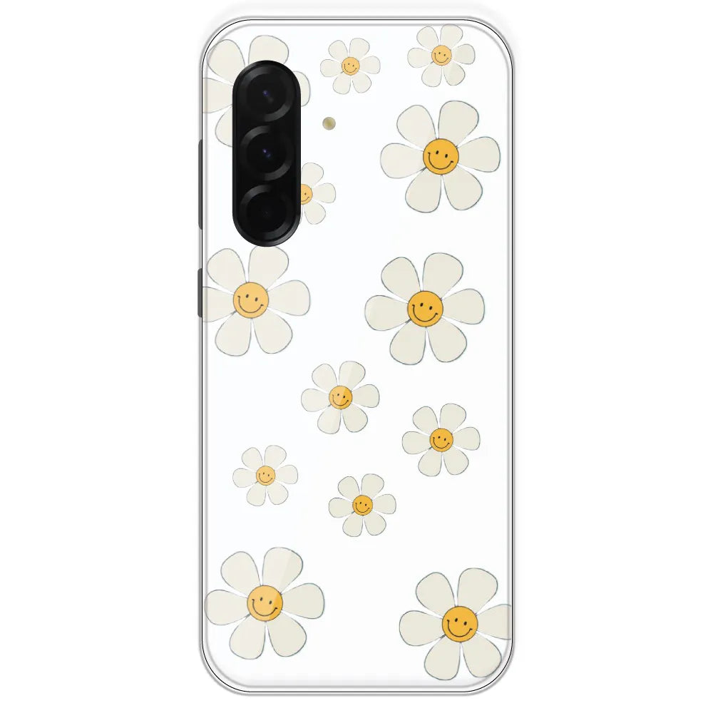 Smile Flowers - Clear Printed Silicone Case For Samsung Galaxy A36