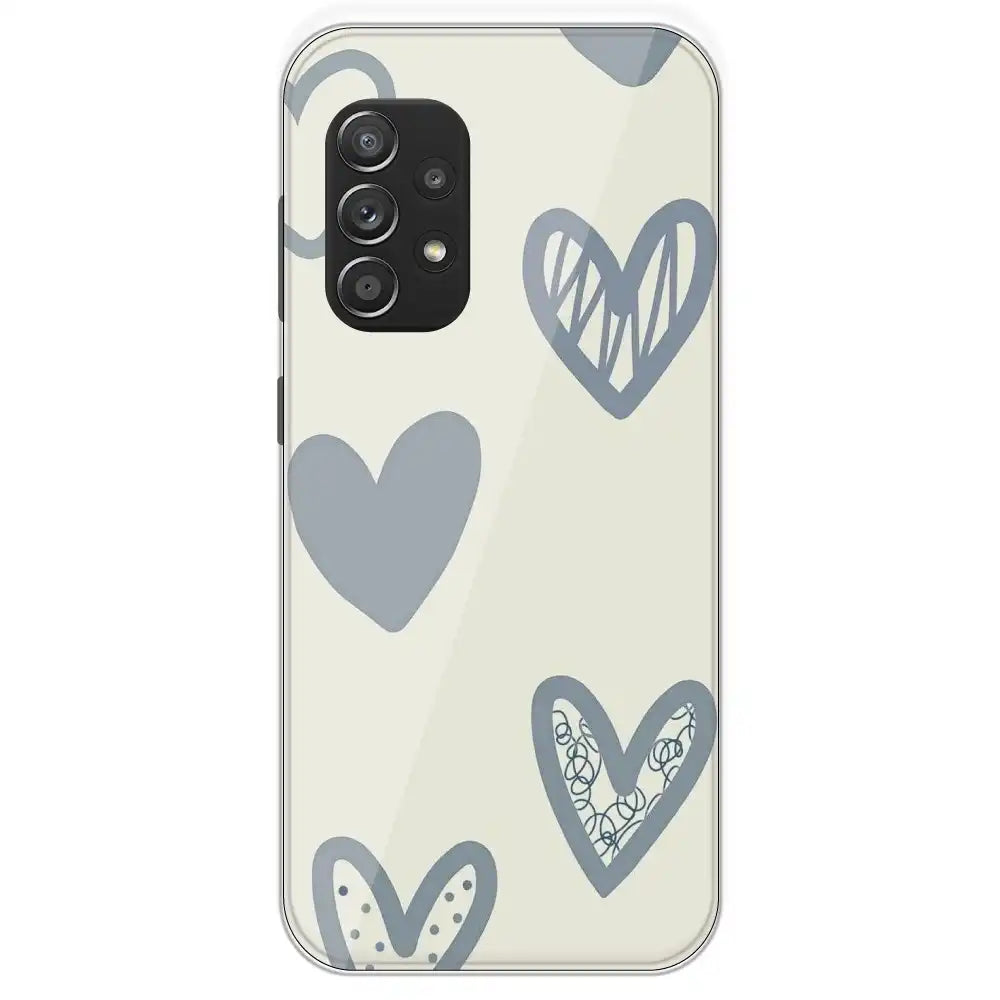 Light Blue Hearts - Printed Silicone Case For Samsung Galaxy A52S