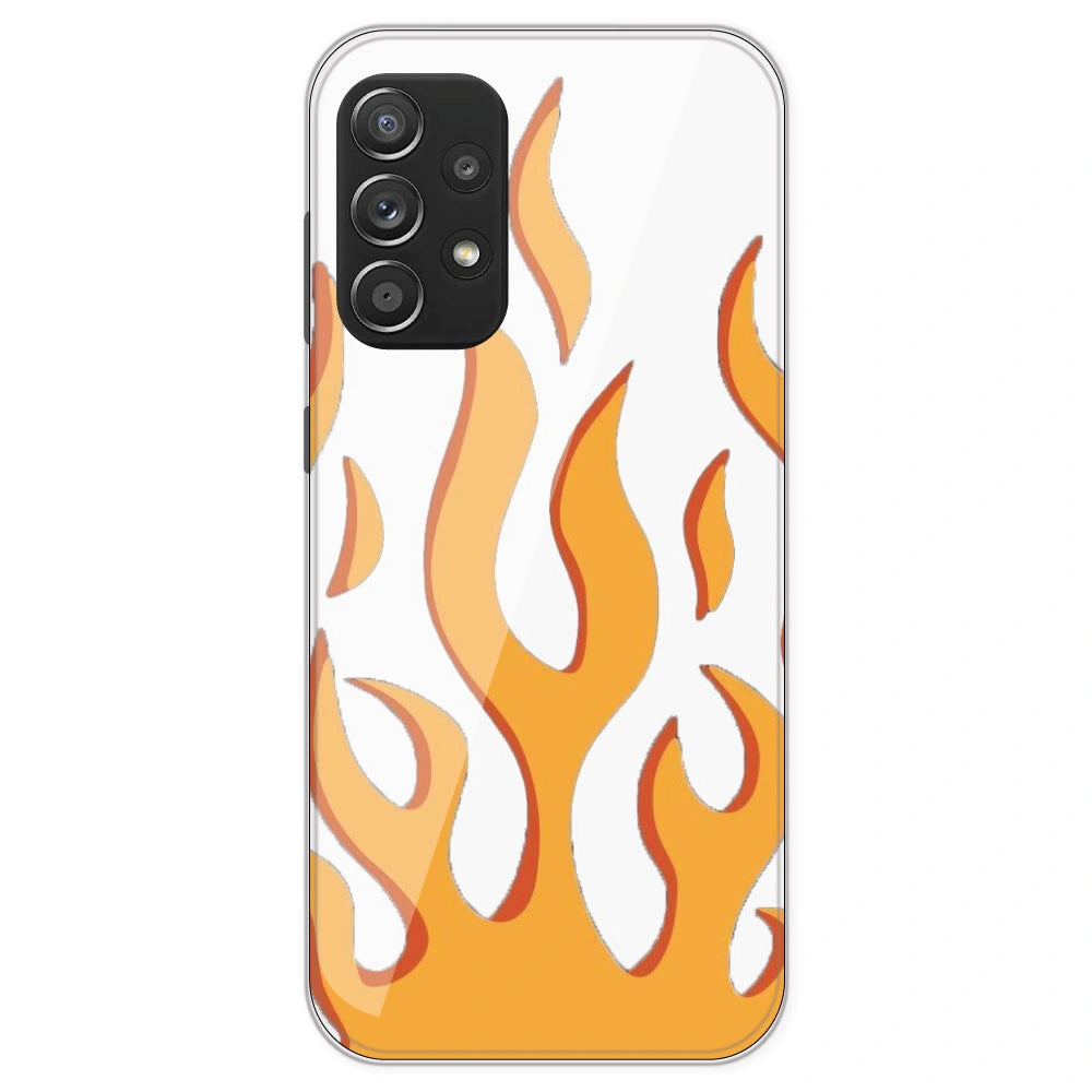 Orange Flames - Clear Printed Silicone Case For Samsung Galaxy A52