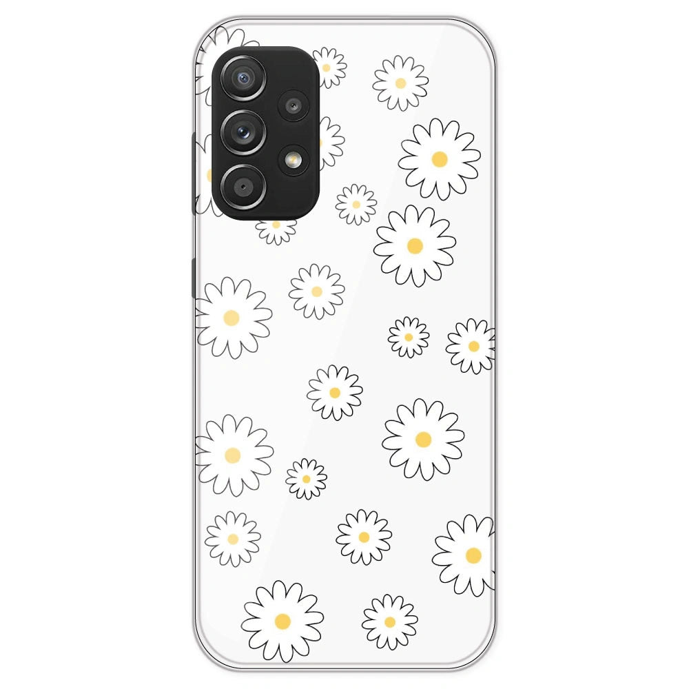 White Flowers - Clear Printed Silicone Case For Samsung Galaxy A52
