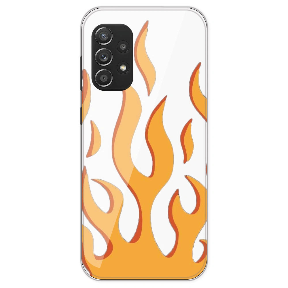 Orange Flames - Clear Printed Silicone Case For Samsung Galaxy A52S