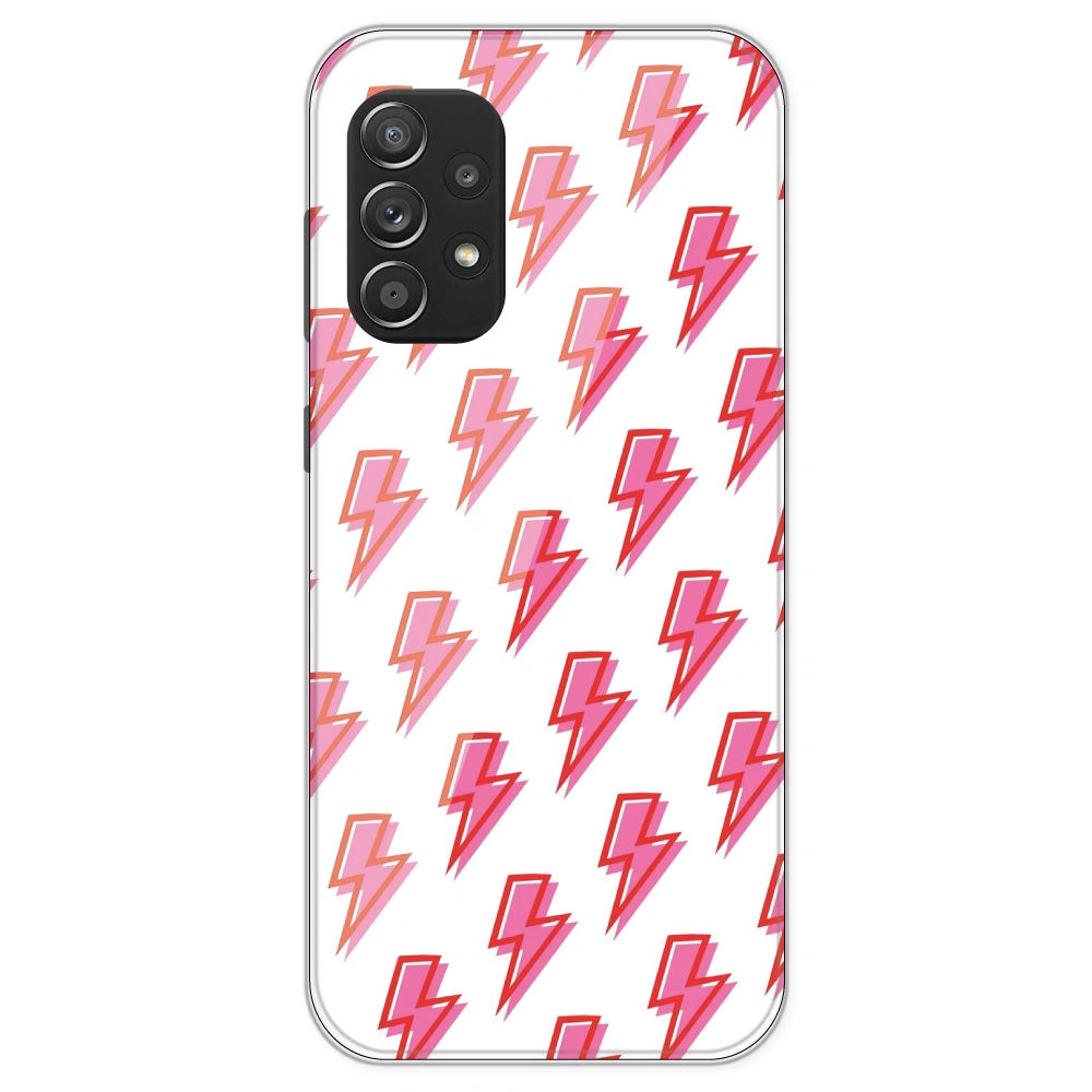 Pink Lightning Bolts - Clear Printed Silicone Case For Samsung Galaxy A52S