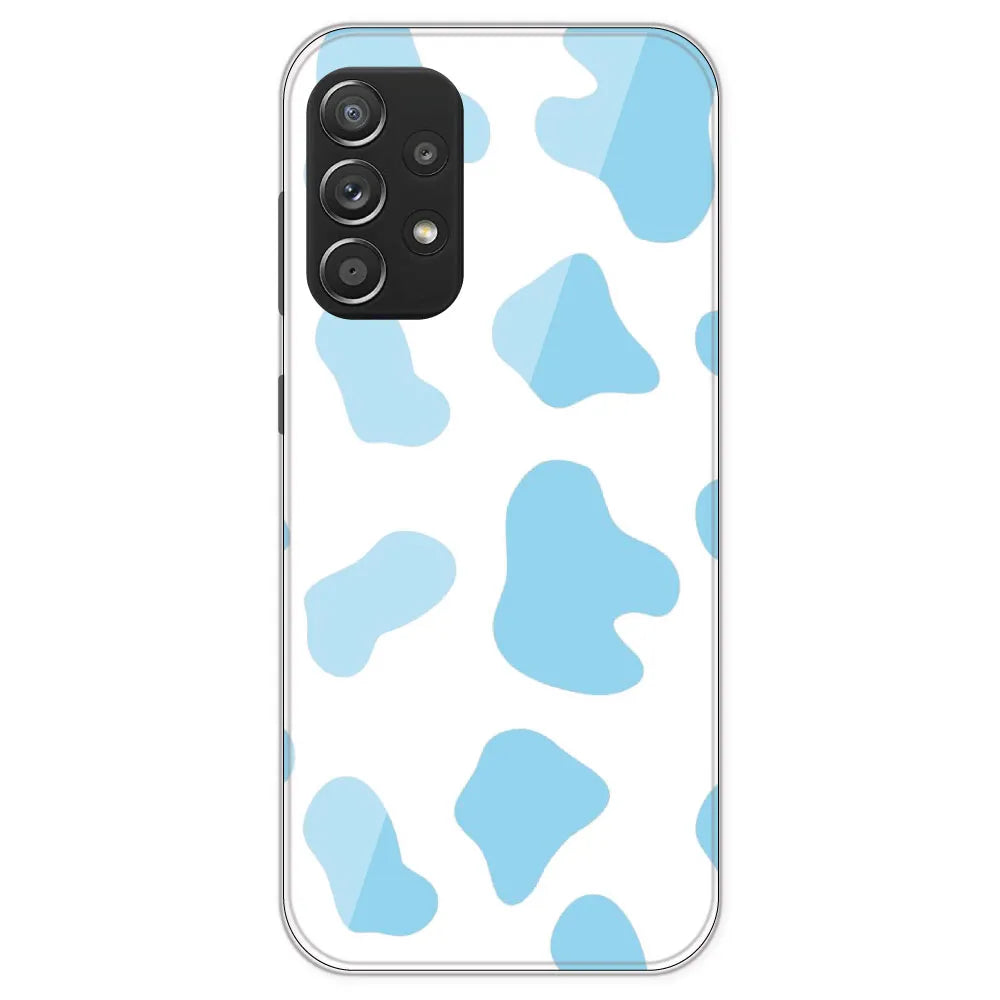 Blue Cow Print - Clear Printed Silicone Case For Samsung Galaxy A52