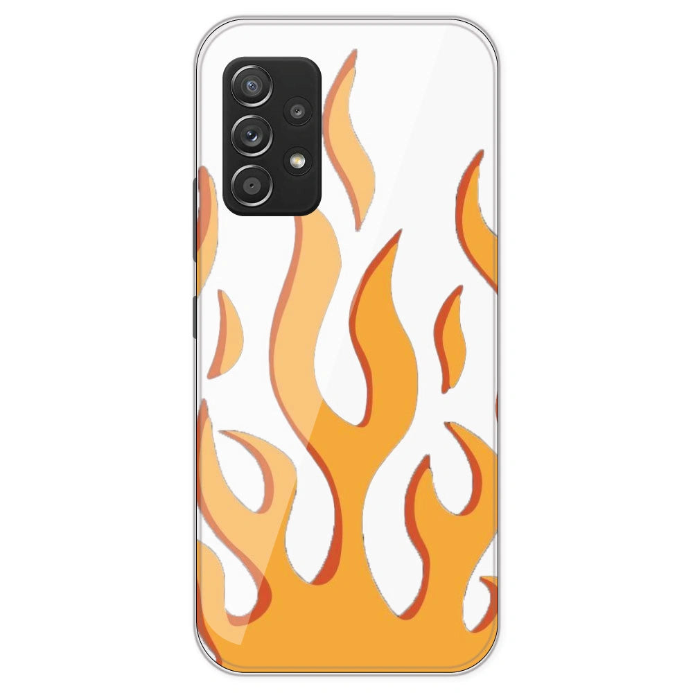 Orange Flames - Clear Printed Silicone Case For Samsung Galaxy A53