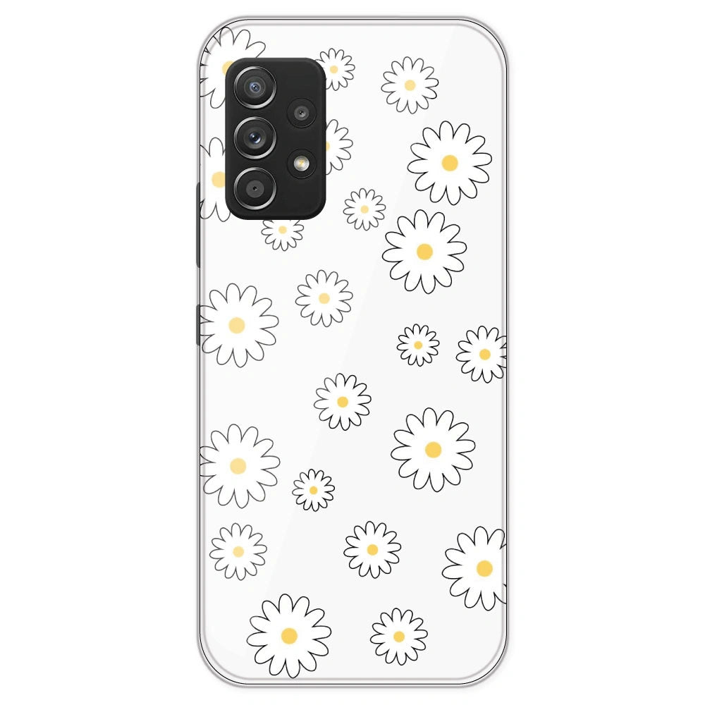 White Flowers - Clear Printed Silicone Case For Samsung Galaxy A53