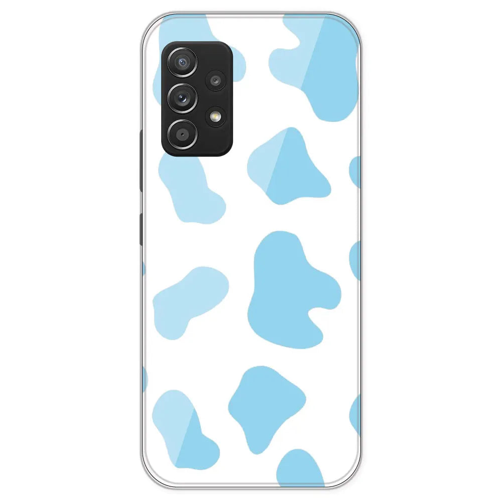 Blue Cow Print - Clear Printed Silicone Case For Samsung Galaxy A53