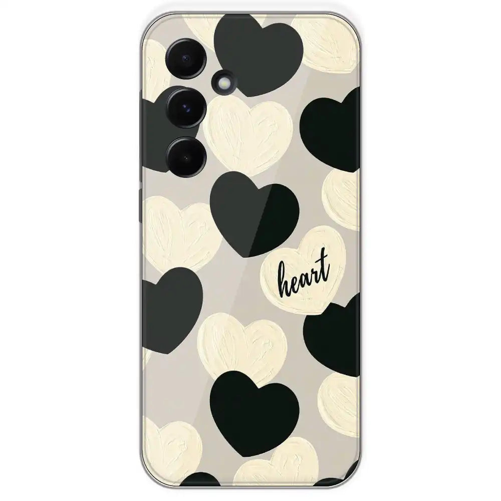 Black And White Heart - Printed Silicone Case For Samsung Galaxy A55