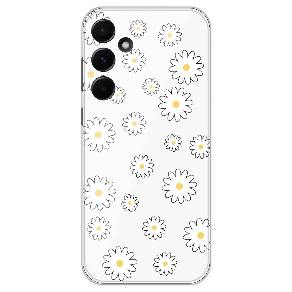 White Flowers - Clear Printed Silicone Case For Samsung Galaxy A55