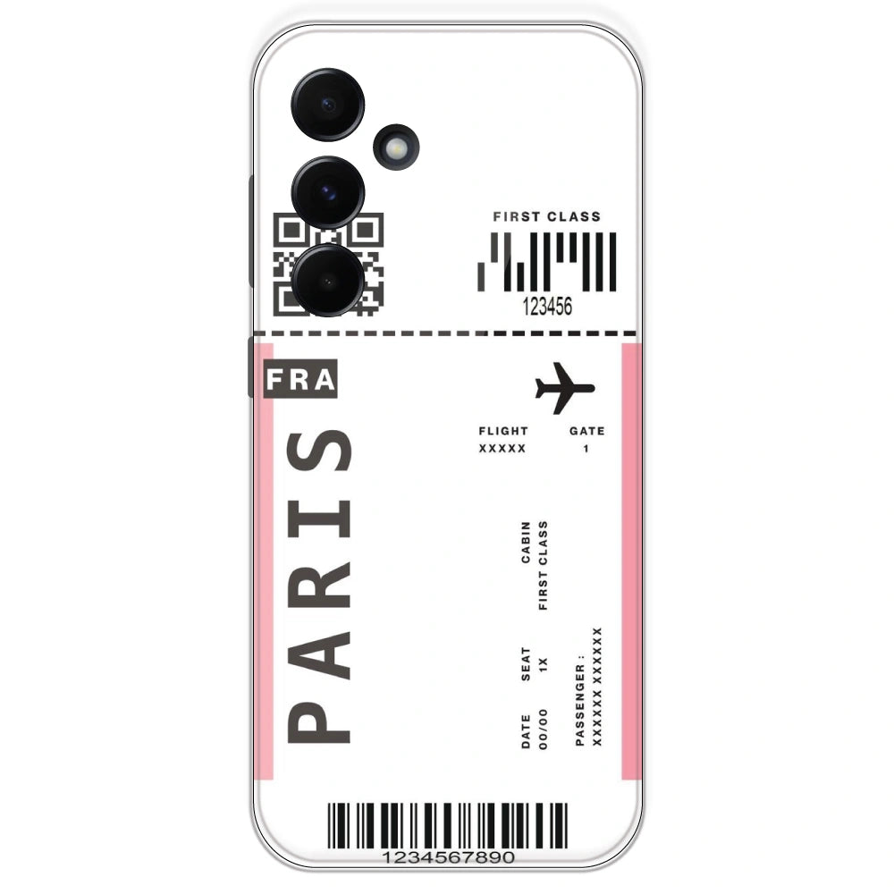Paris Ticket - Clear Printed Silicone Case For Samsung Galaxy A55