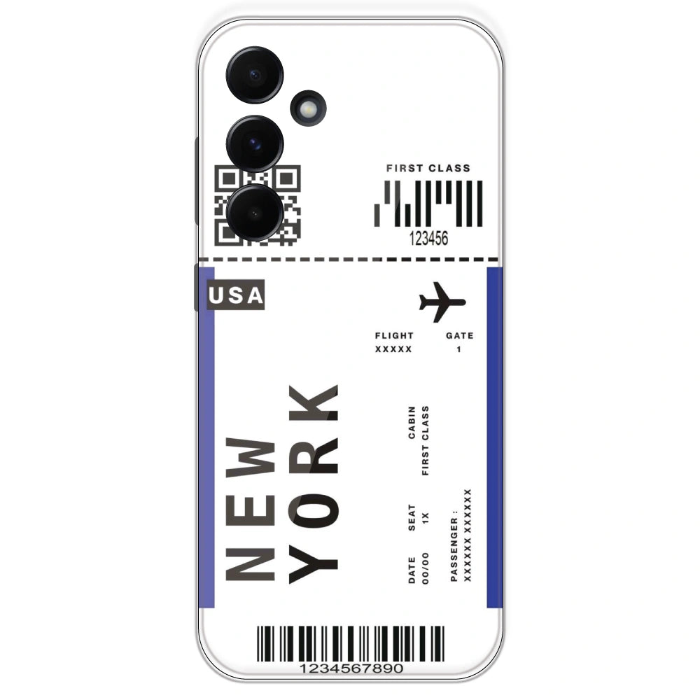 New York Ticket - Clear Printed Silicone Case For Samsung Galaxy A55