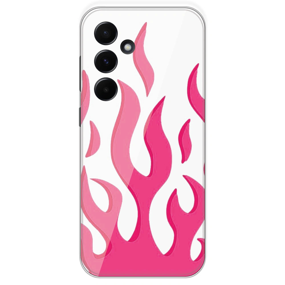 Pink Flames - Clear Printed Silicone Case For Samsung Galaxy A55