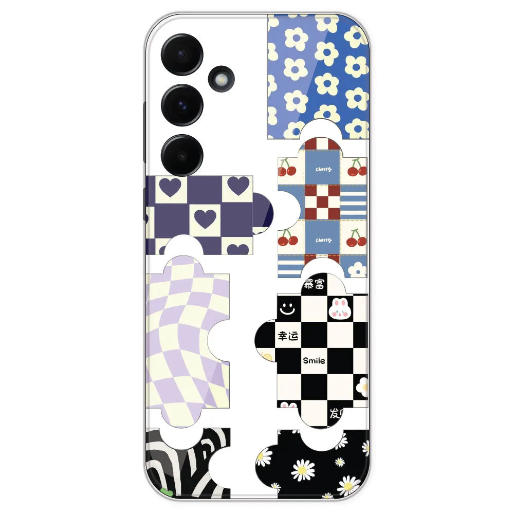 Aesthetic Puzzle - Clear Printed Silicone Case For Samsung Galaxy A55