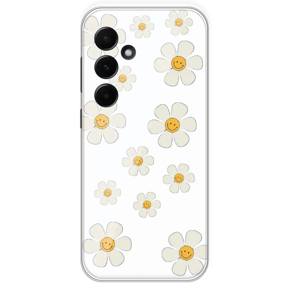 Smile Flowers - Clear Printed Silicone Case For Samsung Galaxy A55