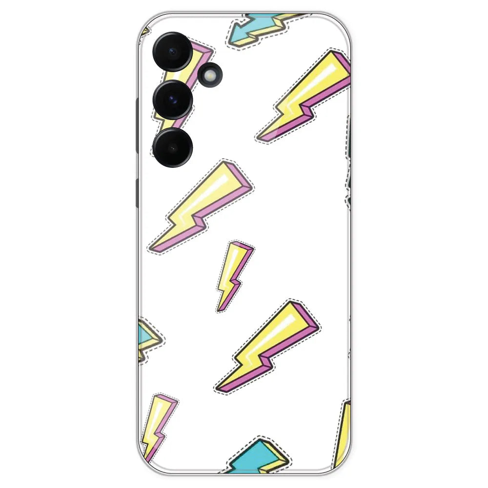 Lighting Bolts - Clear Printed Silicone Case For Samsung Galaxy A55