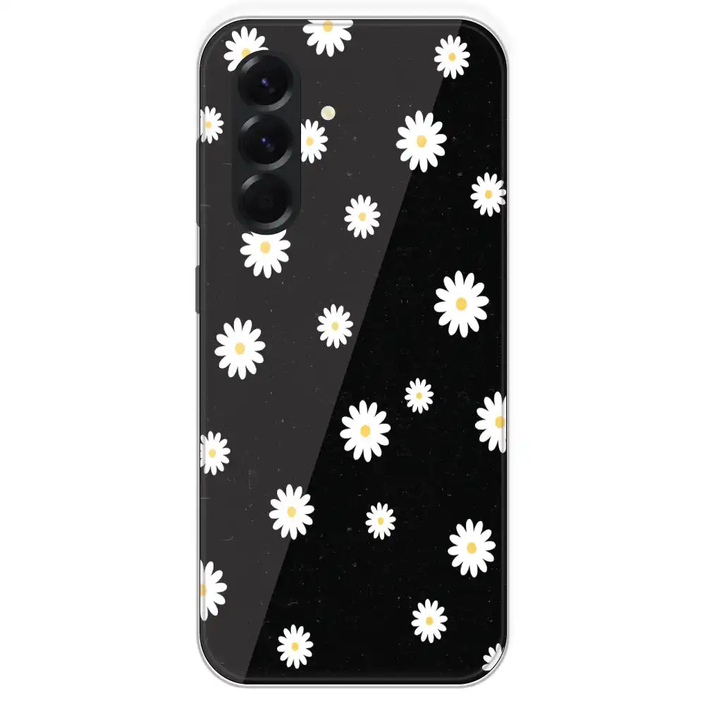White And Black Flower - Printed Silicone Case For Samsung Galaxy A56