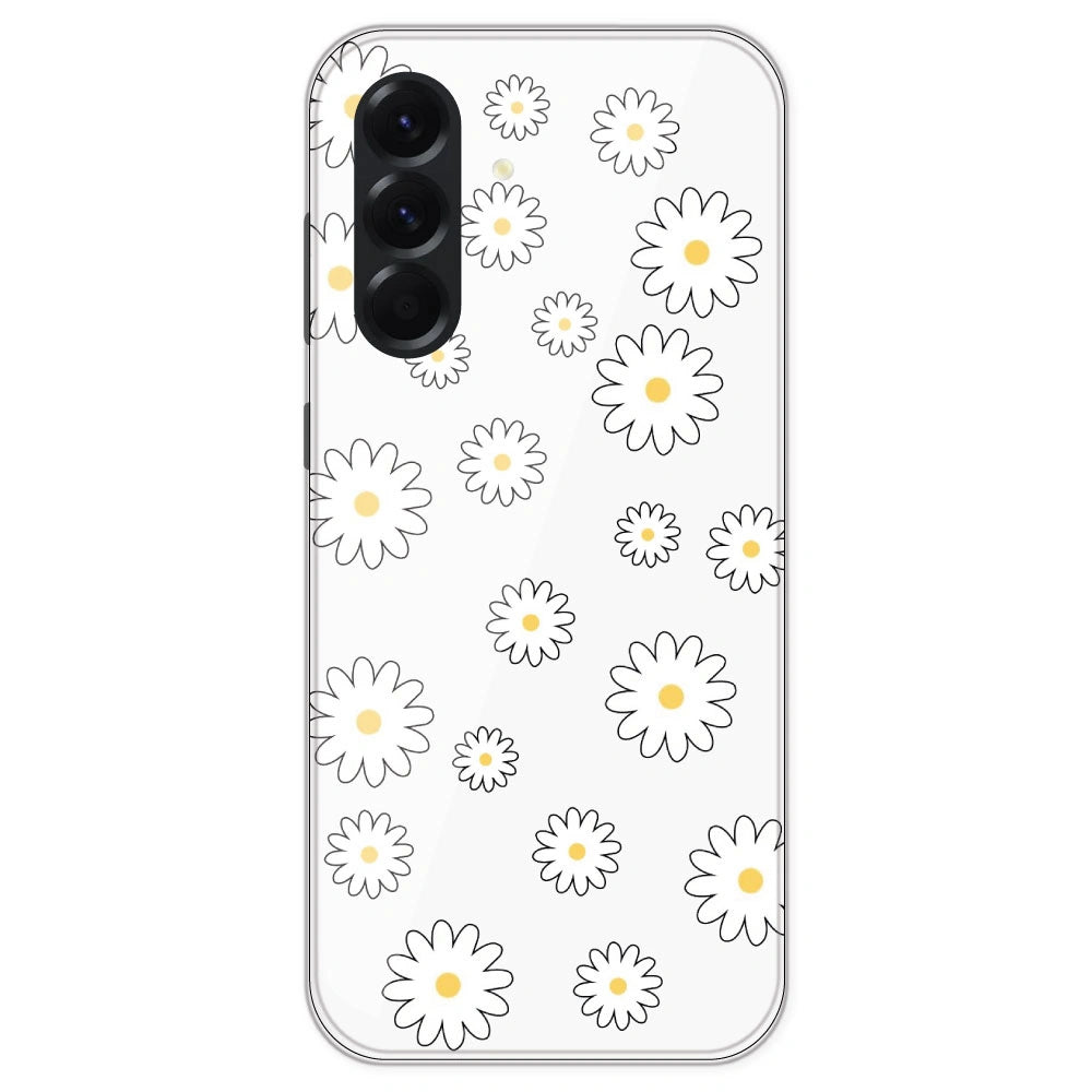 White Flowers - Clear Printed Silicone Case For Samsung Galaxy A56