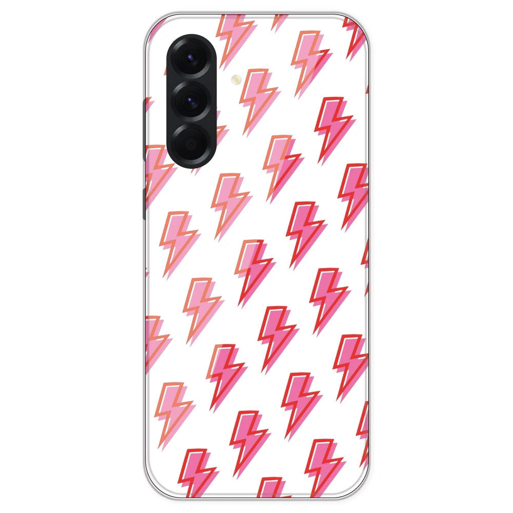 Pink Lightning Bolts - Clear Printed Silicone Case For Samsung Galaxy A56