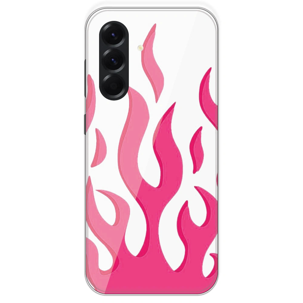 Pink Flames - Clear Printed Silicone Case For Samsung Galaxy A56
