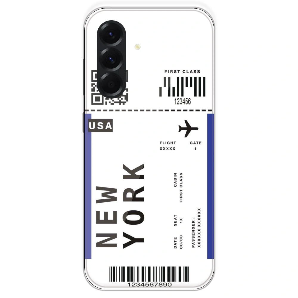 New York Ticket - Clear Printed Silicone Case For Samsung Galaxy A56