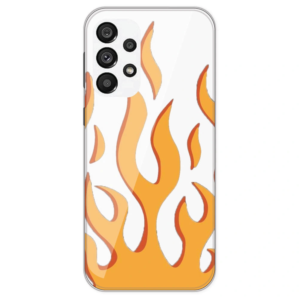 Orange Flames - Clear Printed Silicone Case For Samsung Galaxy A73