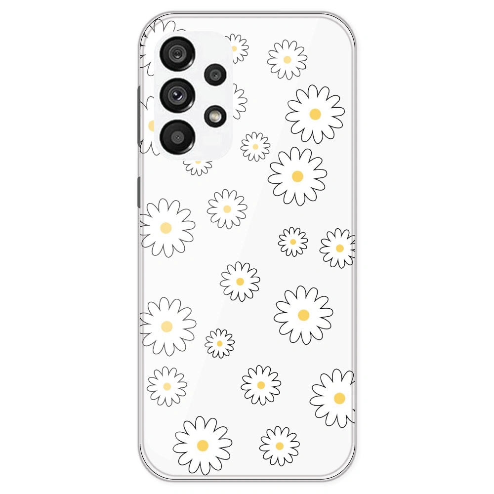 White Flowers - Clear Printed Silicone Case For Samsung Galaxy A73