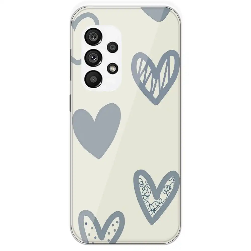 Light Blue Hearts - Printed Silicone Case For Samsung Galaxy A73