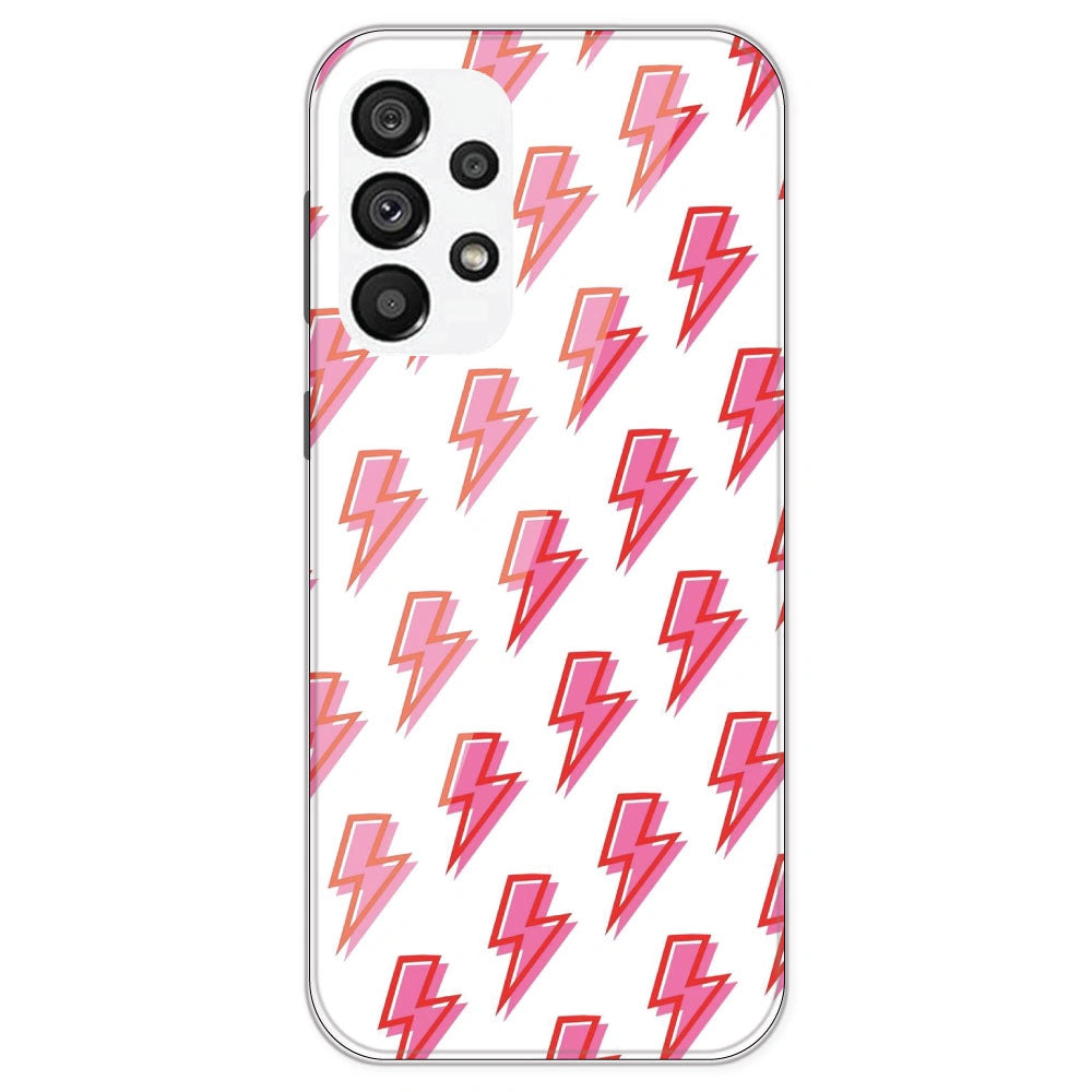 Pink Lightning Bolts - Clear Printed Silicone Case For Samsung Galaxy A73