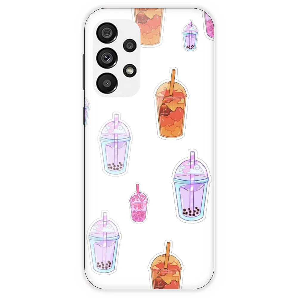 Bubble Tea - Clear Printed Silicone Case For Samsung Galaxy A73