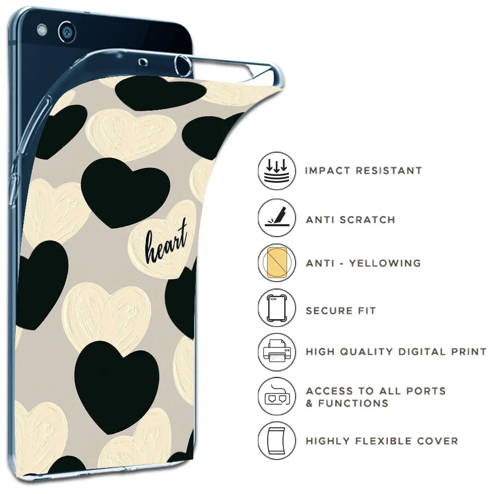 Black And White Hearts - Printed Silicone Case For Apple iPhone infographic