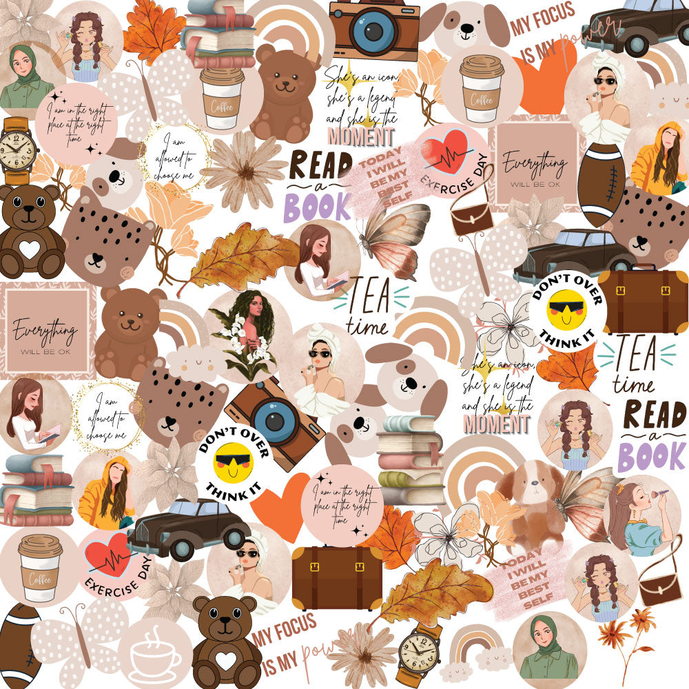 Boho Sticker Bundle – 47 Waterproof Aesthetic Stickers