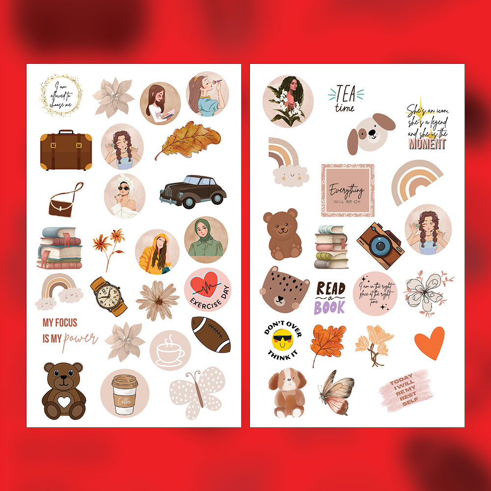 Boho Sticker Bundle – 47 Waterproof Aesthetic Stickers
