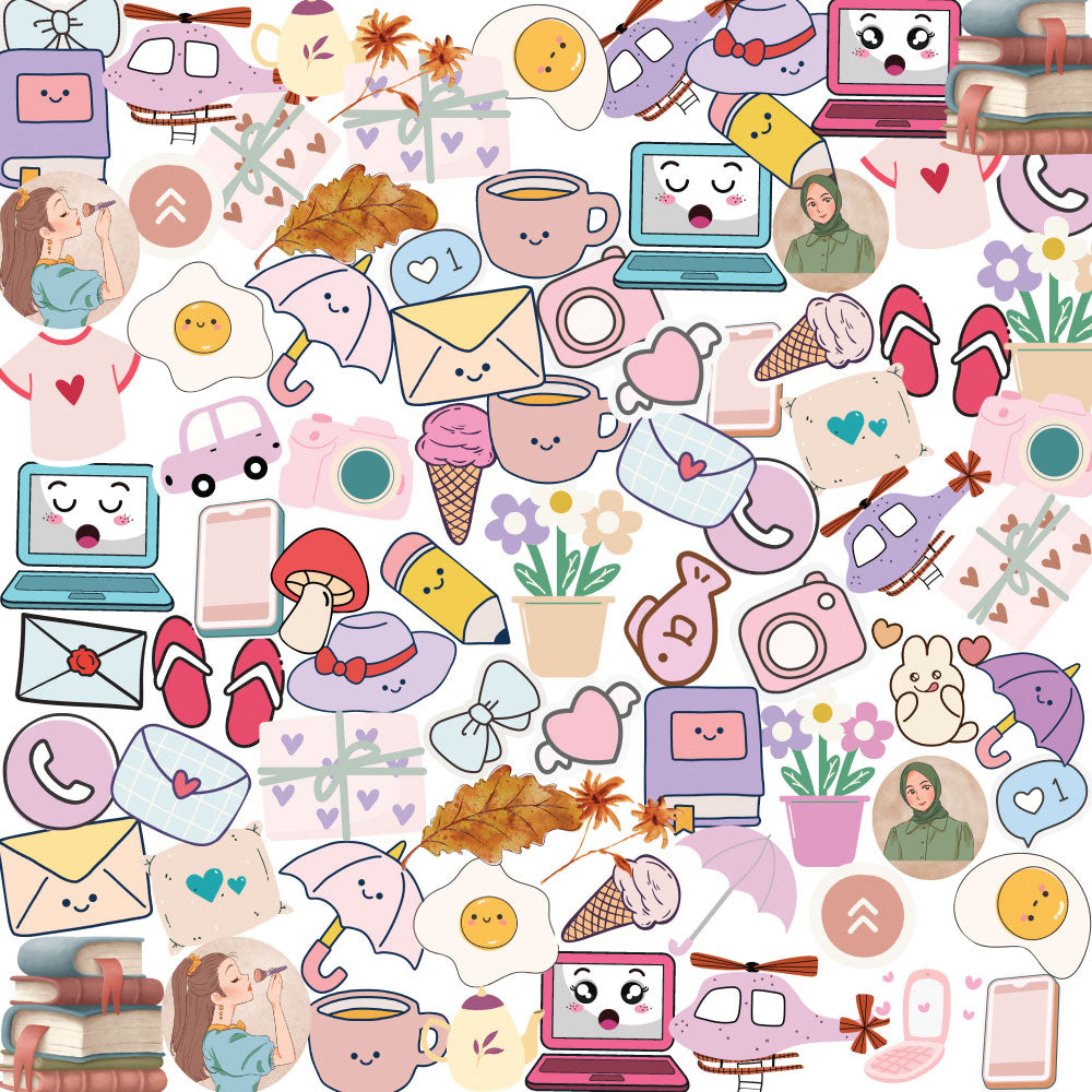 Cute Sticker Bundle – 45 Waterproof Aesthetic Stickers