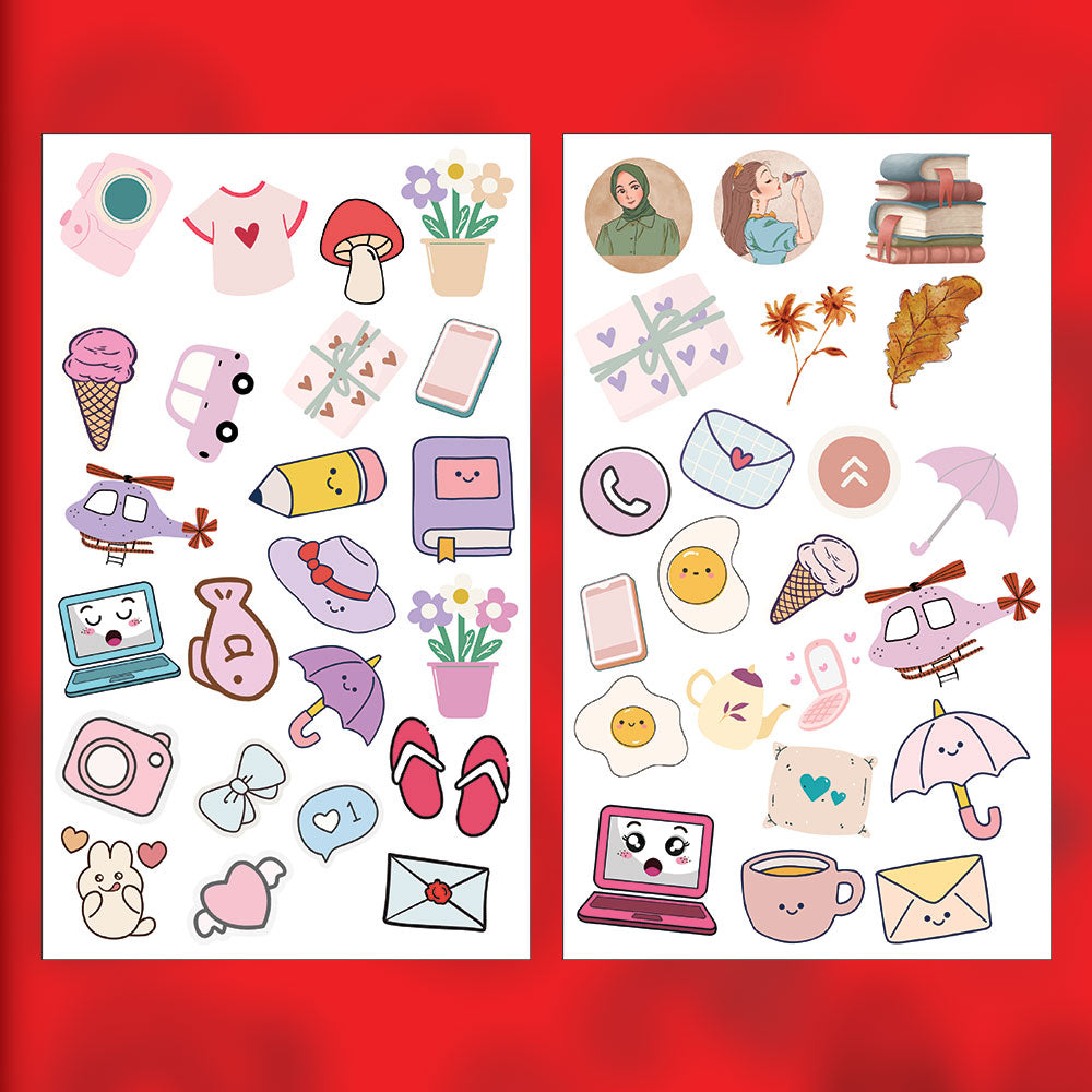 Cute Sticker Bundle – 45 Waterproof Aesthetic Stickers