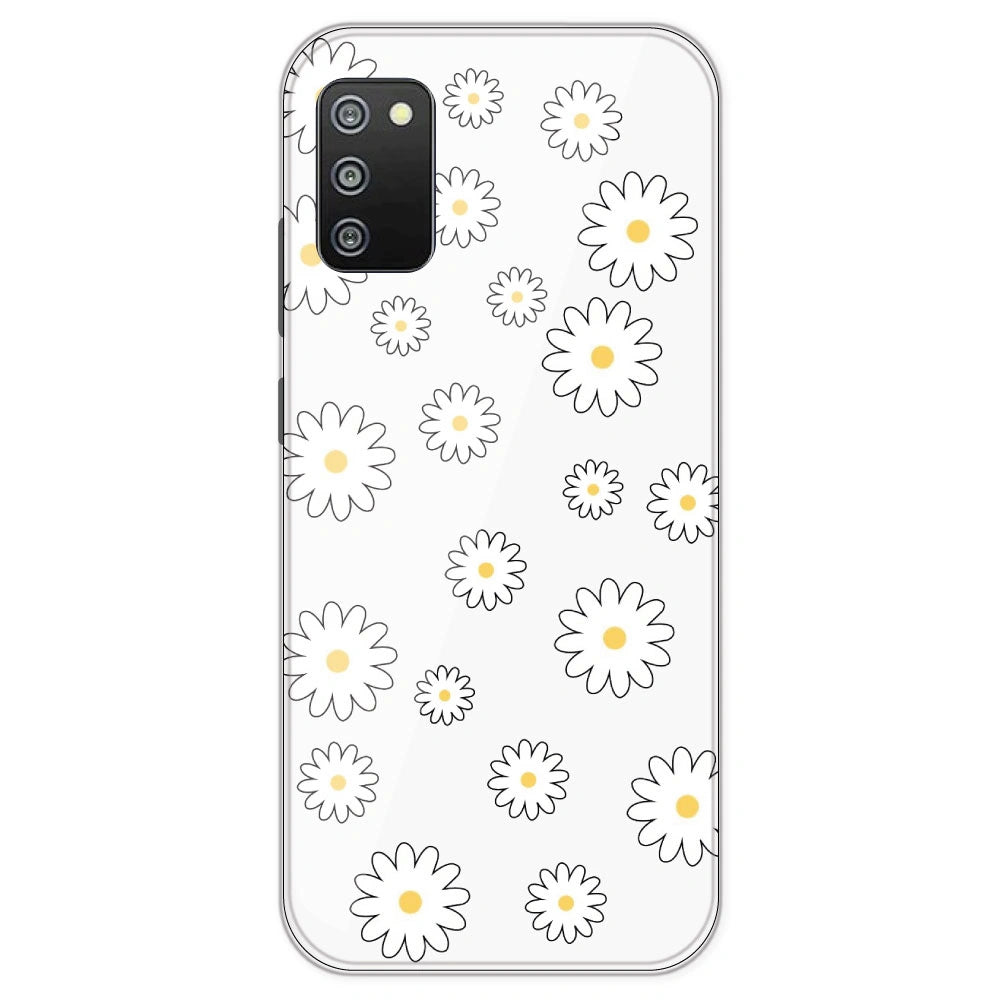White Flowers - Clear Printed Silicone Case For Samsung Galaxy F02