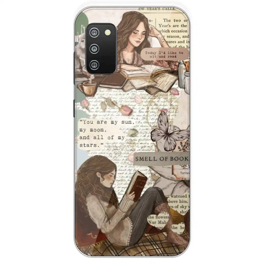 Book Collage - Printed Silicone Case For Samsung Galaxy F02