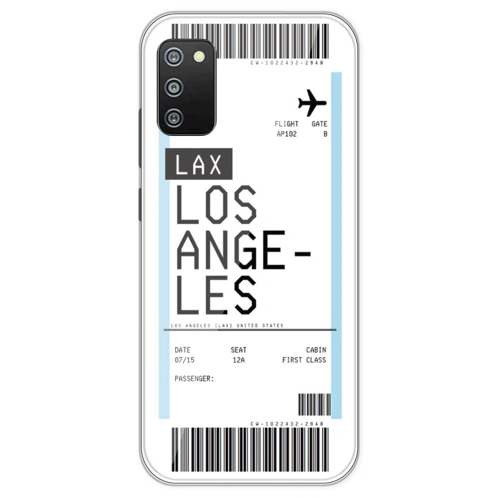 Los Angeles Ticket - Clear Printed Silicone Case For Samsung Galaxy F02