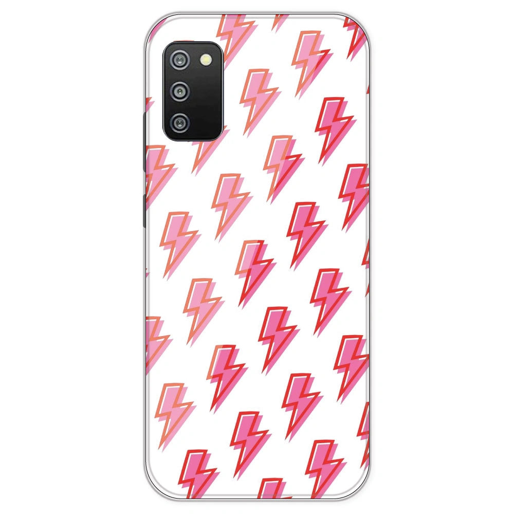 Pink Lightning Bolts - Clear Printed Silicone Case For Samsung Galaxy F02