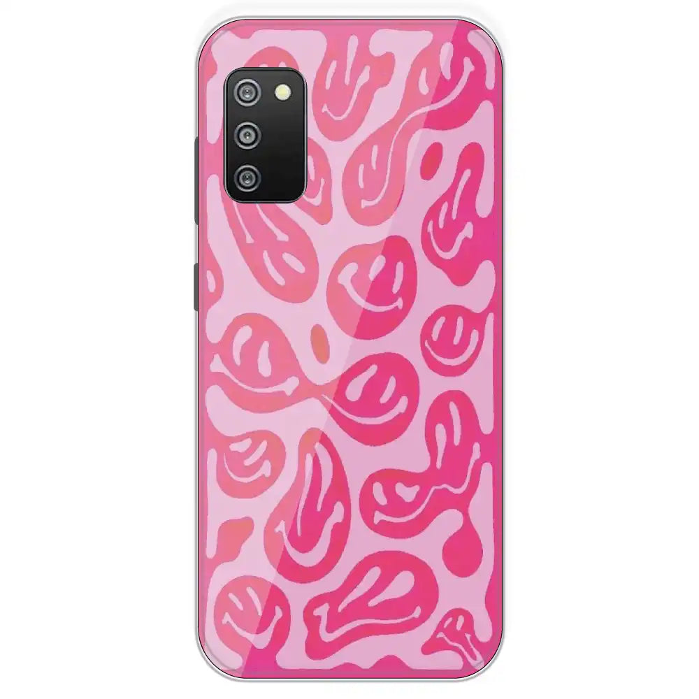 Pink Smilies - Printed Silicone Case For Samsung Galaxy F02