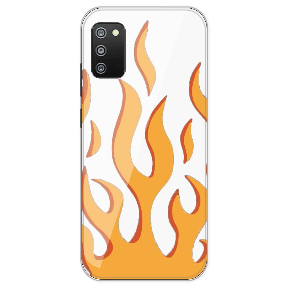 Orange Flames - Clear Printed Silicone Case For Samsung Galaxy F02