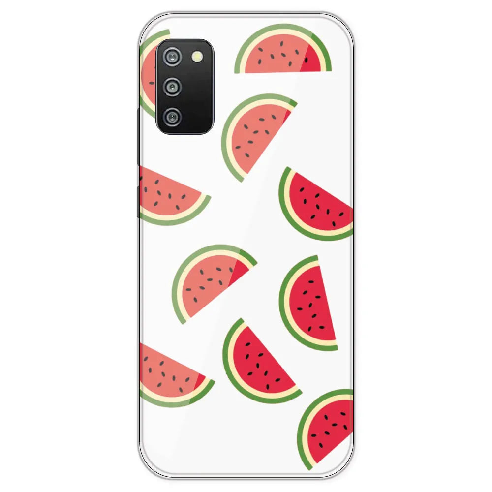 Watermelons - Clear Printed Silicone Case For Samsung Galaxy F02