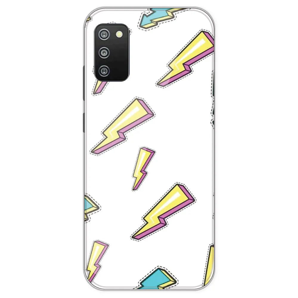 Lighting Bolts - Clear Printed Silicone Case For Samsung Galaxy F02
