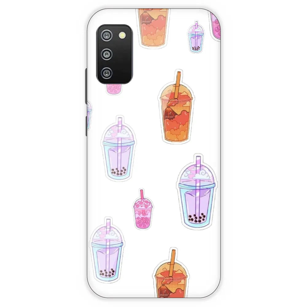 Bubble Tea - Clear Printed Silicone Case For Samsung Galaxy F02