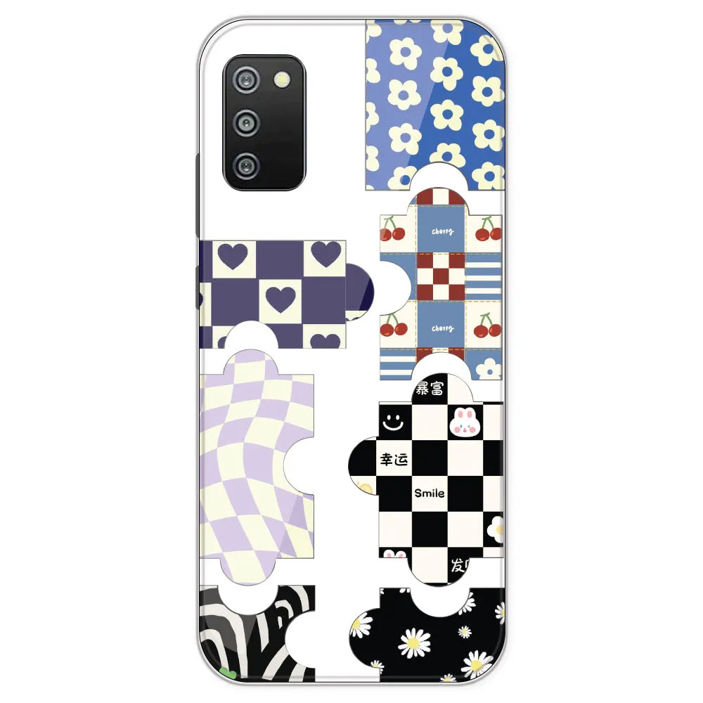 Aesthetic Puzzle - Clear Printed Silicone Case For Samsung Galaxy F02