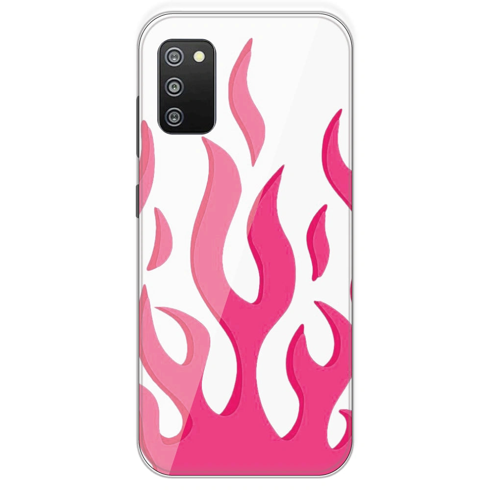Pink Flames - Clear Printed Silicone Case For Samsung Galaxy F02