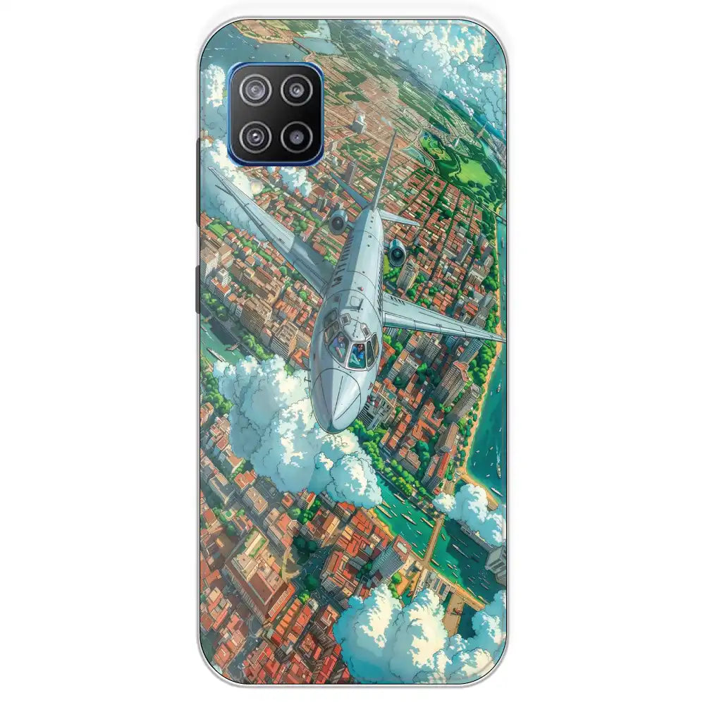 Flying Over City - Printed Silicone Case For Samsung Galaxy F12
